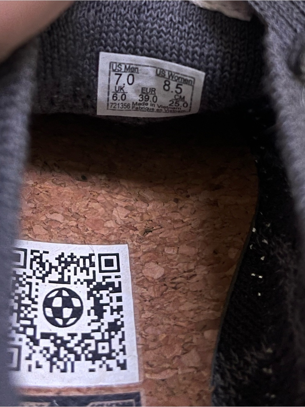 Vans UltraRange VR3 Gray and White Knit Runner Cork Cushion Sneakers Women’s 8.5 - Picture 6 of 6